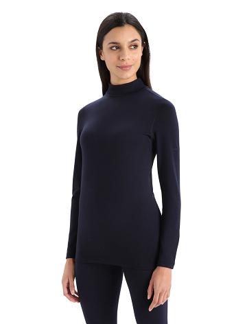 Midnight Navy Icebreaker Merino 260 Tech Long Sleeve Turtleneck Women's Base Layers | AU 1827RVDW